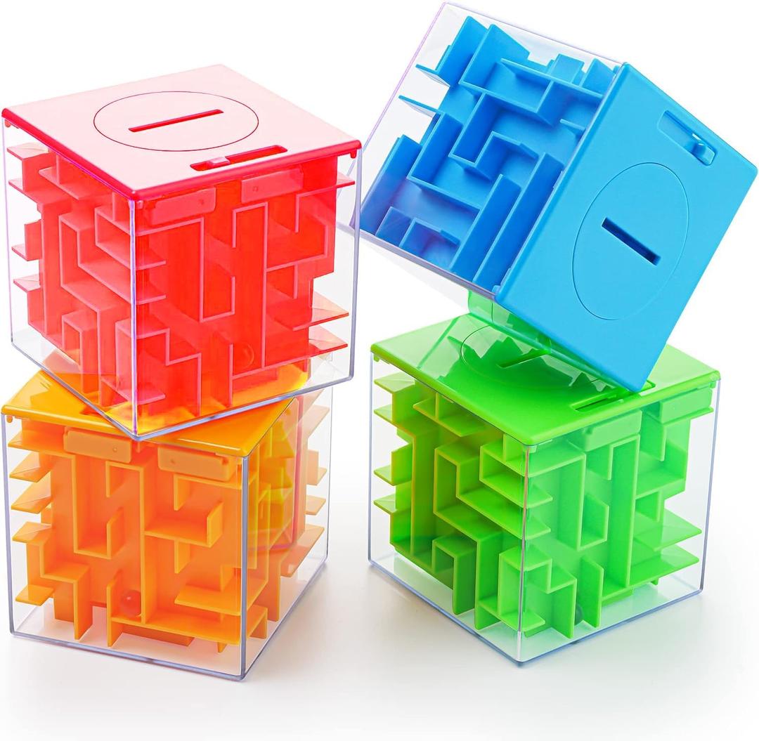 iKeelo 4 Pack Money Maze Puzzle Box - Makes Cash Gift Giving More Fun, STEM Gifts and Brain Teasers for Kids and Teens
