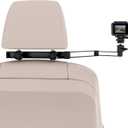 Car Headrest Camera Holder,2-Stage Aluminum Alloy Extension Foldable Arm, Double 1/4"-20 Threaded Screw Compatible with GoPro/Insta 360 / DJI OSMO Pocket3 / Mevo Start/DSLR/iPhone