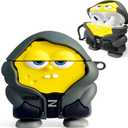 HooYiiok Cute Cartoon Character AirPods Pro 2 Case, Anti-Fall Soft Silicone 3D Case with Keychain (Yellow)