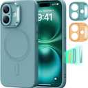 ESR for iPhone16 Plus Case with MagSafe, Supports Magnetic Charging, Smooth & Slim Silicone Case, Shockproof, Full Screen and Camera Protection, Soft Microfiber Lining,Teal
