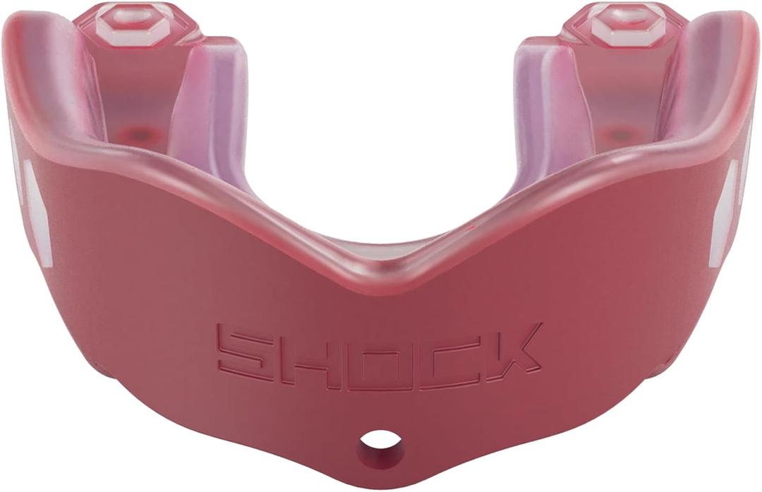 Shock Doctor Mouth Guard Sports, Hockey, Lacrosse, Baseball, Wrestling Moutguard, Gel Max Heavy Duty Protection & Custom Fit, Football Mouth Guard with Strap, Adult & Youth Mouthguard (Maroon)