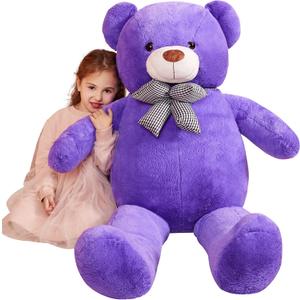 IKASA Giant Teddy Bear Stuffed Animal Plush Toy,Large Cute Jumbo Soft Toys,Huge Big Size Fluffy Plushie,Gifts for Kids (Purple, 47 inches)