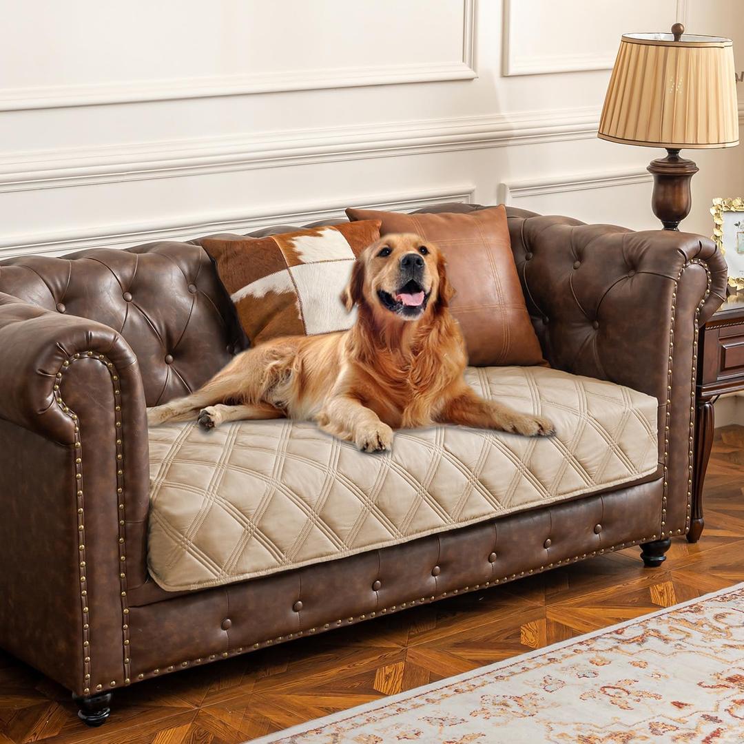 Ameritex Waterproof Dog Bed Cover Pet Blanket with Anti-Slip Back for Furniture Bed Couch Sofa (30x53 Inch (Pack of 1), Beige)