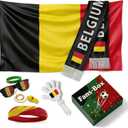 Soccer Fan Gear Set 2026-7 Piece Game Day Kit with Flag, Scarf, Glasses, Whistle, Clapper, Wristband & Headband in Gift Box - Watch Party & Stadium Essentials for for Belgium