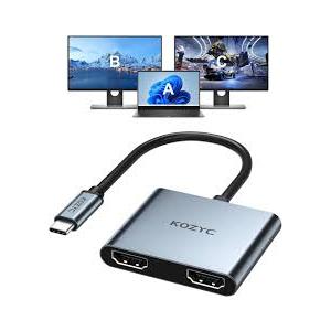 KOZYC USB C to Dual HDMI Adapter 4K@60hz, Type C to HDMI Splitter Extended Display for MacBook/MacBook Pro Air Dell XPS13/15, Samsung Galaxy S9/S9+ [MST Mode (Extended displays) Only for Win OS]