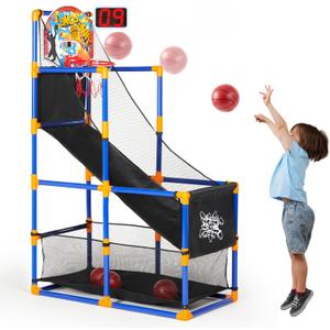 JOYIN Sports Toy LED Lightscore Arcade Basketball Game Set for Kids Ages 3–12– Includes Electronic Scoreboard, Cheer Sound Effects, 4 Balls & Hoop | Indoor/Outdoor for Kids | Easy to Assemble