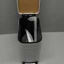 Bathroom Trash Can with Toilet Brush  1.6 Gallon Slim Stainless Steel Garbage Can, Small Wastebasket for Bathroom, Office, Bedroom, Silicone Toilet Brush Included, White