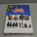 Queekay 17 Pcs Resin Lighted Christmas Village Houses with Figurines Town Set Christmas Village Accessories Collectible Buildings Xmas Winter Decorations for Indoor Room