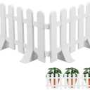 SUPVOX White Plastic Garden Fence with 4 Bases Decorative Courtyard Picket Fence for Lawn Flower Beds Tree Borders Indoor Outdoor Landscape Edging