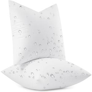 MIULEE Outdoor Pillow Inserts 18x18 Pack of 2 Waterproof Throw Pillow Inserts Decorative 100% Virgin Fibers Filling for Patio Sofa Couch