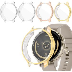 4 Pack for Garmin Venu 3s 41mm Screen Protector Case, Soft TPU Bumper Full Coverage Protective Accessories