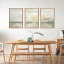LHIUEM Large Abstract Green Gray Pastel Framed Canvas Wall Art,Neutral Landscape Wall Decor,Modern Watercolor Lake Artwork,Beige Textured Illustrations Art for Living Room,Bedroom,Office- 24"x36"x3