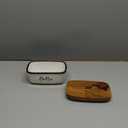 Ceramic Butter Dish with Lid and Knife for Countertop, Airtight Butter Keeper for Counter or Fridge, Butter Container with Thick Acacia Wood Lid, for Farmhouse Kitchen Decor and Accessories, White