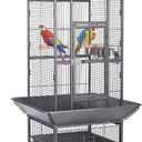 HSM 63 Inch Wrought Iron Large Bird Flight Cage with Rolling Stand for African Grey Parrot Cockatiel Sun Parakeet Conure Lovebird Canary