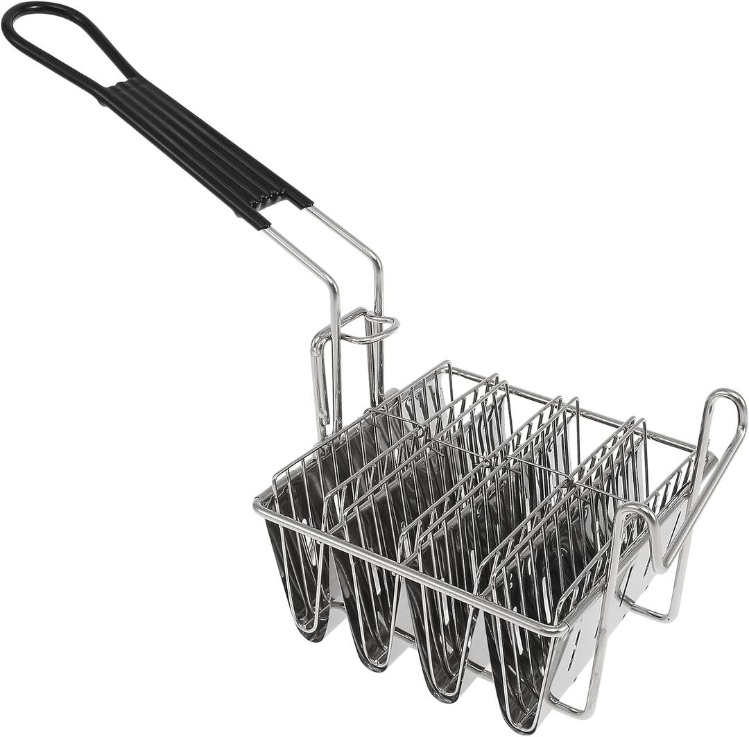 LCZNXJJY Taco Fryer Basket 4 Shells Taco Shell Fryer Maker Mold w Detachable Handle, French Fries Holders Stand Basket for Deep Fat Fryer, Restaurant Kitchen Cooking Tools