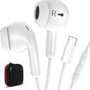 USB C Earbuds Wired USB Type-C Headphones for Apple iPhone 17 16 15 Pro/iPad 10th Generation for Pixel 10 9 Pro XL Earphones with Microphone Volume Control Noise Isolating HiFi Stereo Headset White