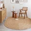 HOMEMONDE Reversible Oval Jute Area Rug - 5 x 8 ft Hand Woven Natural Fiber - Farmhouse Braided Rugs for Dining Room/Hallway/Office/Kitchen/Bedroom (Natural) (5' x 8' (Oval))