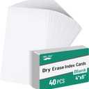Mr. Pen- Dry Erase Index Cards, 4" x 6", 40 pcs, White, Large, Laminated on One Side, Whiteboard Cards for School, Work, Housework, Erasable Flashcards