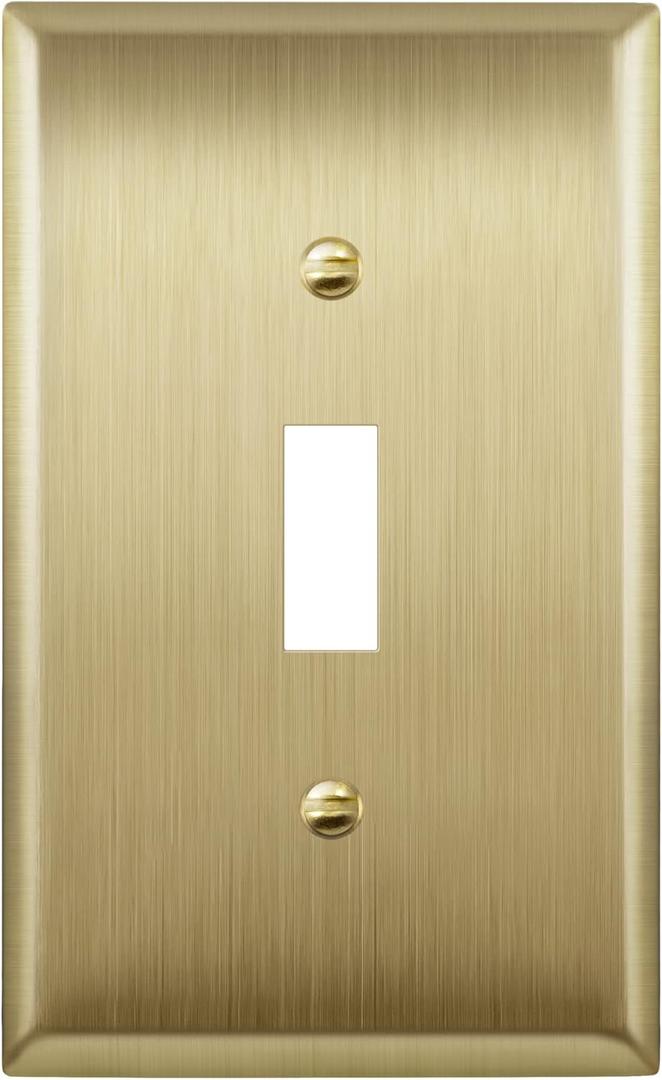 ENERLITES Toggle Light Switch Metal Wall Plate, Stainless Steel Switch Cover, Corrosion Resistant, Size 1-Gang 4.50" x 2.76", Stainless Steel 201, 7711-BB, Brushed Brass, Gold