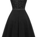 Dressystar 2026 Women's V Neck Short Sequin Prom Dress Glitter A-line Swing Cocktail Party Dresses Knee Length (Black, XL)