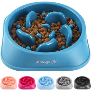 MateeyLife Slow Feeder Dog Bowls, Anti-Choking Puzzle Dog Food Bowls, Anti-Slip Interactive Feeding Slow Down Eating, Bloat Stop Maze Dishes, Dark Blue