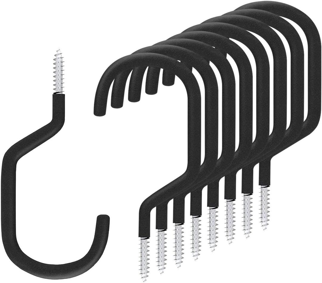 SMARTOLOGY 8 Pack Bike Hanger Storage Hook Rack, Rubber Coated Heavy Duty Large Screw in Ceiling Hooks for Garage Wall and Ceiling Bicycle Storage, Utility Tool Hanger (Black) SMARTOLOGY 8 Pack Bike Hanger Storage Hook Rack, Rubber Coated Heavy Duty Large Screw in Ceiling Hooks for Garage Wall and Ceiling Bicycle Storage, Utility Tool Hanger (Black)