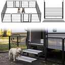 FXW Instant Dog Playpen with RV Step Grid for RV Camping, 24" H, 16 Panels