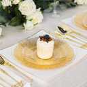 100PCS Clear and Gold Plastic Plates, Gold Disposable Plates Heavy Duty, Elegant Floral Plastic Plate Include 50 Dinner Plates and 50 Dessert/Salad Plates for Party & Thanksgiving