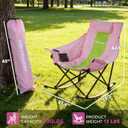 Oversized Rocking Camping Chair for Adults with Headrest, Portable Rocking Chair with Cup Holder, Side Pocket & Carry Bag, Heavy Duty Outdoor Rocker Chair for Camp, Patio, Pink