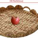 Extra Large Round Ottoman Table Tray 19.7" with Handles - Handmade Wicker Serving Hand Woven Tray for Farmhouse Decorative Oversized Coffee Table Trays Living Room Kitchen Counter Breakfast Scalloped