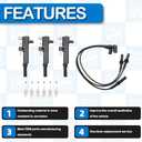 Set of 3 UF640 Ignition Coils Pack And 4504 Iridium Spark Plugs With 27738 Wire Set Compatible With 2009-2012 Dodge Durango Dakota Jeep Grand Cherokee Liberty Ram 1500 V6 3.7L