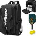 TILDOSAC Pickleball Bag - Large Paddle Bag for 4 Paddles & Accessories - Fence Hook, Extra Pockets, Shoe Compartment, 15.5"L*9.84"W*22"H
