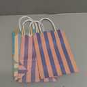 Small Gift Bags with Handles, 12-Pack Paper Party Favor Goodie Bags, 5.82 x 3.15 x 8.18 Inches, 6 Designs in Cotton Candy Stripes, Ideal for Birthdays, Baby Showers, and Christmas Parties