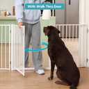 No Pawblems Free Standing Dog Gate with Door, 30'' Tall Foldable Dog Fence for Indoor & Outdoor, Up to 78 Inch Extra Wide Puppy Gate for Stairs, Hallways, Doorways, Deck, Yard (White, 3 Panels)