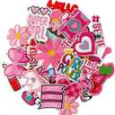 Pink Style Iron on Patches, Embroidered Vintage Girl Patches, Cute Applique Patches for Clothing, Jackets, Hats, Backpacks, Jeans (Pack of 32)