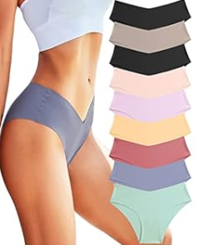 ROSYCORAL Womens Seamless Bikini Panties Soft Stretch Invisibles Briefs No Show Hipster Underwear cheeky 9 pack XS-L (Medium)