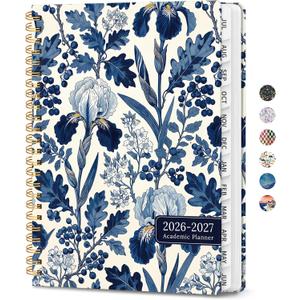 ZOTIA Planner 2026-2027, Jul 2026-Jun 2027 Weekly & Monthly Calendar | Cute Planner Spiral Bound Planning Tool with Tabs and Pocket, Fit for Students & Teacher, 8.5" x 11", Blue Heirloom