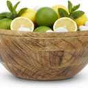 Mela Artisans Wooden Fruit Bowl | Light Burnt Finish | 9” Decorative Mango Wood Serving Bowl | Multipurpose for Kitchen Countertop | Salad | Dessert | Snacks | Breads & More | Natural Grain Pattern