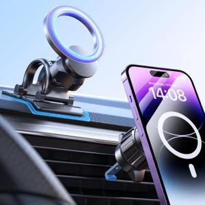 LISEN for MagSafe Car Mount [95% Increase Magnetism] Magnetic Phone Holders for Your Car,Car Accessories for Men Women Truck 360 Dashboard Vent Phone Mount for Garmin GPS Fit iPhone 16 15 14 13 12 (Black)
