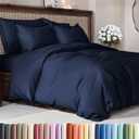 Duvet Cover Full Size Set - Extra Soft Full Duvet Cover 80" x 90" with 2 Pillow Shams - Hotel Luxury, Easy Care & Fade Free w/ Zipper Closures & Ties - All Season, Comfy, Cozy & Breathable (Navy Blue)