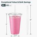 AOZITA [100 Sets] 16 oz Clear Plastic Cups With Lids and Straws, Disposable Cups With Lids for Iced Coffee, Smoothie, Milkshake and Cold Drinks (New-16-100)
