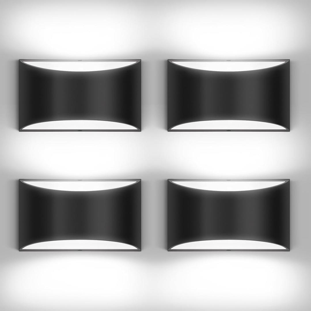 4 Pack Black Modern LED Wall Sconce Hardwired Indoor Wall Lights Up and Down Wall Mount Light for Living Room Bedroom Corridor Hallway Conservatory Cool White 6000K(with G9 Bulbs)
