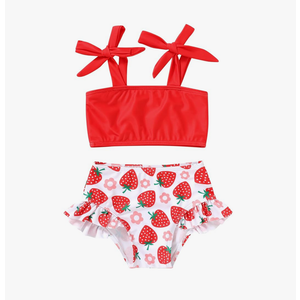 YOUNGER TREE Toddler Girls Two Pieces Swimsuit Color Block Stripe Swimwear Summer Beach Bathing Suit 18M-5T
 12-18M