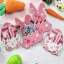 AceOrbit 6 Pcs Easter Bunny Money Holder Wooden Rabbit Gift Cards Wooden Basket Stuffers for Toddlers Money Easter Eggs Bunnies Holder Bulk Cash Gifts Decor Ideas