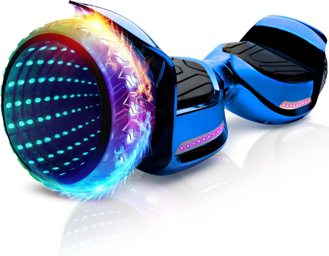 Hoverboard with 6.5" Full Light Up Wheels, Bluetooth Hover Board with Non-slip Footplates, UL2272 Safety Certified Hoverboard with 6.5" Full Light Up Wheels, Bluetooth Hover Board with Non-slip Footplates, UL2272 Safety Certified