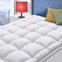 King Size Mattress Topper for Back Pain, Cooling Extra Thick Mattress Pad Cover with 8-21 inch Deep Pocket, Plush Pillow Top Mattress Topper Overfilled with Down Alternative, King Size, White