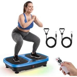 OLIXIS Vibration Plate Exercise Machine with 9 Auto Modes, Full Body Workout Vibrating Platform with LED Touch Screen & Pull Ropes for Weight Loss, Home Gym Fitness Equipment for Women Men