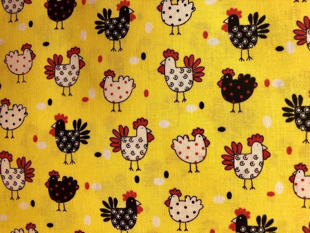 Chicken Farmhouse Yellow Chicken Valance Sale Cotton Window, Curtain Treatment 42W x 14L
