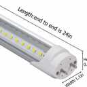 T8 2 Foot LED Tube Lights,20W 2000lm,G13 Bi-pin Base,24 inches End to End,F17T8 F18T8 Fluorescent Tubes Replacement,White 6500K 2ft LED Bulbs,Ballast Bypass,Dual-Powered for Cabinet,Pack of 10
