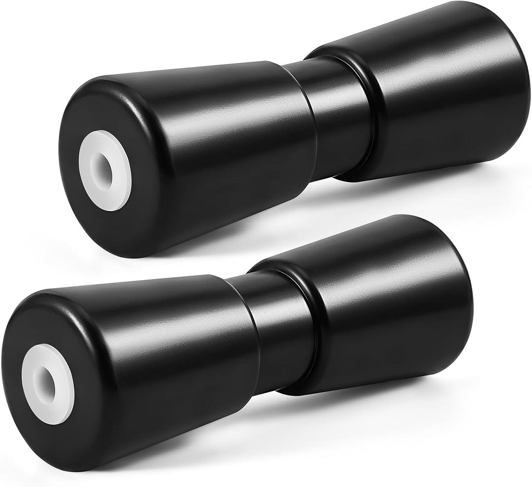 Frienda 2 Pack Heavy Duty Boat Trailer Roller 12in/10in Robust Rubber Bow Roller Boat Trailer Bow Stop Boat Trailer Accessories Replacement Boat Trailer Parts Black Rubber Shaft Keel (10 Inch)